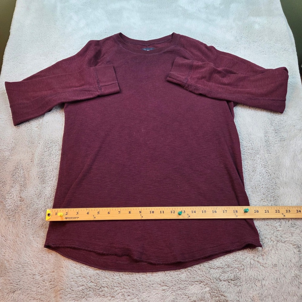 American Eagle Thermal Tee Mens M Shirt Raglan Sleeve Waffle Knit Burgundy Red